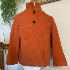 Chicos Orange Coat, Size 0, Fully Lined, Pockets! Open Front Leopard Inside